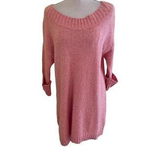 Free People Pink Off the Shoulder Tunic Sweater S NEW
